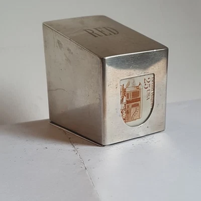 Antiguo dispensador/soporte de estampillas de plata esterlina Starr GORHAM negro rojo eduardiano Foto 1 de 4