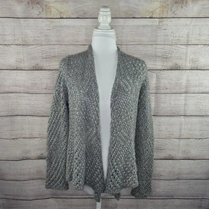 Cárdigan Eileen Fisher Tejido Abierto Eco Guijarro Lustre Lana Mezcla Alpaca Gris Mediano - Imagen 1 de 9
