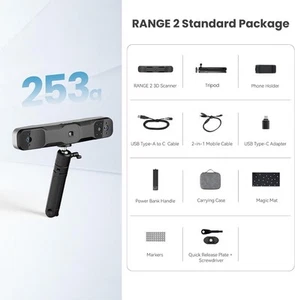 Used Revopoint Range 2 3D-Scanner für 3D-Druck Handheld 0,1 mm Präzision,3D-Mod - Afbeelding 1 van 11