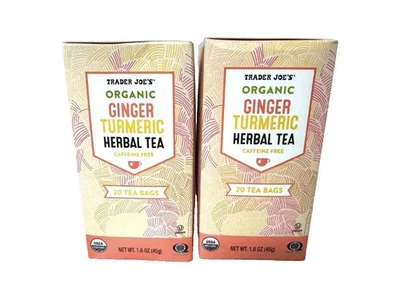 Nuevo (paquete de 2) Trader Joe's orgánico jengibre cúrcuma té de hierbas sin cafeína Foto 1 de 2