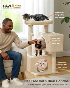PAWZ Road Cat Tree Tower Toy Scratching Posts with Condos for Kitten & Small Cat - Picture 1 of 78