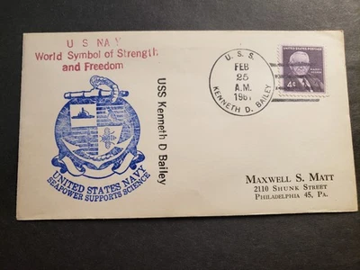 Destroyer USS KENNETH D. BAILEY DD-713 Naval Cover 1961 ANTARCTICA POLAR Cachet - Image 1 of 2