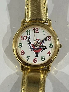 Reloj de Cuarzo Navidad Papá Noel Divertido Rojo Verde Colores Brillante Banda Amarilla - Imagen 1 de 9