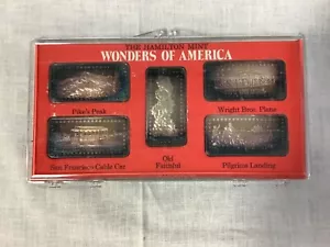 Vintage Hamilton Mint Wonders of America 5 Silver Bar Set - Rushmore, Stone Mtn - Picture 1 of 2