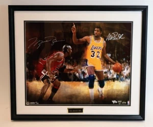 Magic Johnson & Michael Jordan Dual Signed Photo - Fanatics & Upper Deck COAs - Picture 1 of 8