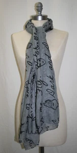 Disney X Loungefly Evil Queens Villain's Grey Blk Oblong Scarf 72" X 44" - Picture 1 of 7