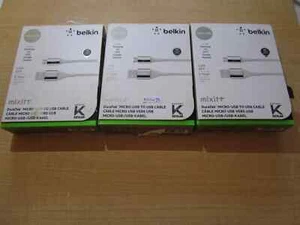 Lot 3 Belkin F2Cu012Bt04-SLV Mixit Micro-USB to USB ChargeSync Cables - Photo 1 sur 2