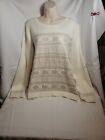 Talbots Sweater Ivory Gold Snowflakes Cotton Blend Winter Pullover Xl