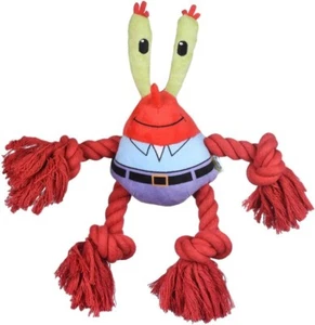 16" wide SpongeBob Mr. Krabs Rope Squeaky Plush Dog Toy - Picture 1 of 10