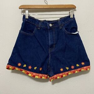 Vintage 90s Jordache Sz 10 High Rise Jean Mom Shorts 80s 26" Waist Embroidered