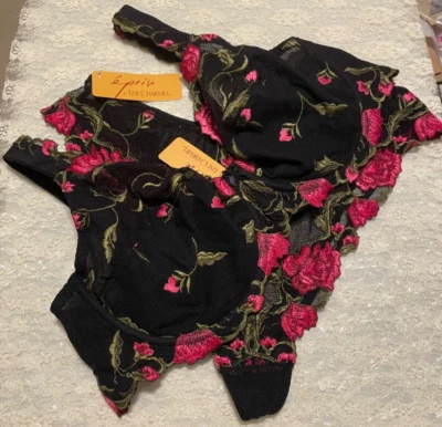 Juego de 3 tangas sujetador Eprise de Lise Charmel Glamourissime 44C red negra Foto 1 de 4