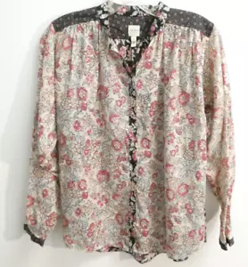 DEAL! Rebecca Taylor La Vie Size XS Black Red Mix Floral Print Boho Peasant Top - Picture 1 of 11