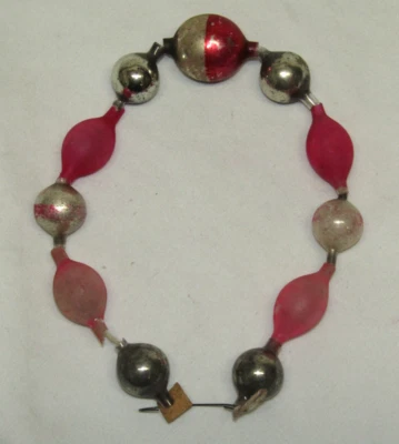 Japan Pink Glass Bead Garland String Antique Teardrop Christmas Ornament 1950's - Image 1 of 4