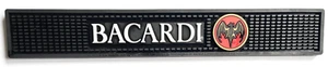 BACARDI BLACK BAT LOGO RUBBER BAR DRIP MAT 24" X 3 1/2" RAIL RUNNER DRINK MAT - Picture 1 of 4