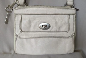 Bolso Bandolera Fossil Marlow Top Cremallera Cuero Blanco Hueso - Imagen 1 de 8