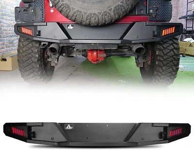 Parachoques trasero con luces LED para Jeep Wrangler JK 2007-2018 todoterreno acero de alta resistencia Foto 1 de 4