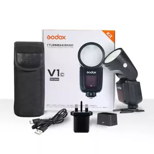 US Godox V1-C V1C 2.4G TTL HSS Round Head Li-ion Camera Flash Speedlite Fr Canon - Picture 1 of 12