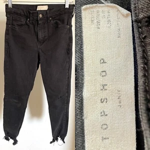 TOPSHOP Jamie CROPPED Distressed JEANS NEGROS Petite 28 - Imagen 1 de 15