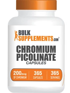 BulkSupplements Chromium Picolinate 365 Capsules - 200 mcg Per Serving - Picture 1 of 5