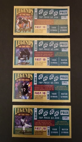 4 Illinois Lottery Scratch Off Tickets Dan Hampton, Richard Dent, Perry, Ditka Cover