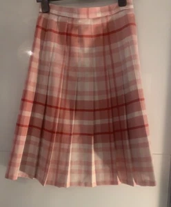 St Micheal’s Marks & Spencer Vintage Pink Plaid Pleated Skirt Size 8 - Picture 1 of 10