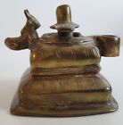 Brass Paperweight Inkwell Cover Only with Squirrel Figure Vintage Unique Gift