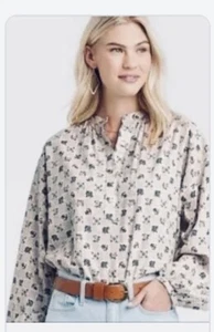 Universal Thread Womens Long Balloon Sleeve Poet Blouse -Cream Floral L - Picture 1 of 3