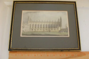 King's College Chapel Cambridge Reino Unido 11,5" x 9" impresión enmarcada coloreada a mano - Imagen 1 de 3