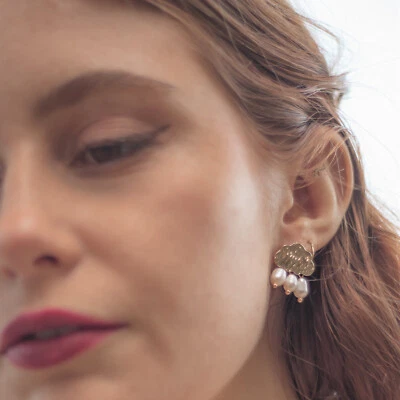 Wolken Ohrstecker  Perlen Bohoschmuck Ibiza Boho Schmuck weiß Wolke - Bild 1 von 3