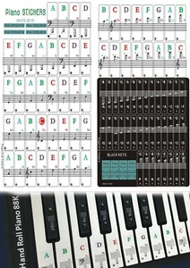 UK Piano Stickers Keyboard Music Note Chart Removable Decal 49 54 61 88 Keys - Picture 1 of 3