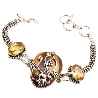 Tigerauge Edelstein Versilbert Armband Handmade Schmuck Geschenk 20 G BR-726 - Bild 1 von 3