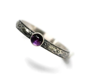 4mm Amethyst Ring Symmetrical Flower 925 Sterling Silver - Picture 1 of 5