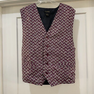 Kasanova 100% Silk Vest Large Maroon Burgundy Paisley Excellent Condition - Image 1 of 4