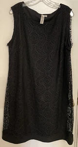 Emma & Michele Shift Black Dress Women's 2X Petite Crochet Lace Lined - Picture 1 of 8