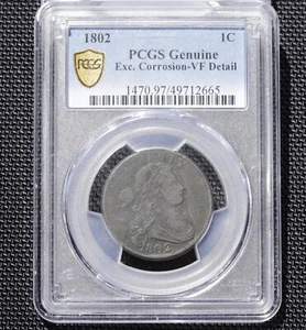 1802 Draped Bust Large Cent PCGS VF Detail Corrosion Early Copper Penny 1C Coin - Picture 1 of 4