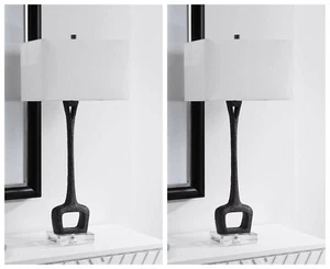 TWO DARBIE MODERN INDUSTRIAL INSPIRED CAST IRON TABLE LAMP UTTERMOST 28297 - Picture 1 of 6