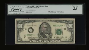 DBR 1981 $50 FRN Kansas City STAR Fr. 2120-J* Legacy 25 Serial J00236744* - Picture 1 of 2