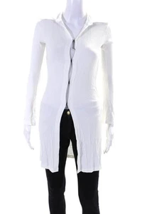LNA Womens Long Sleeve Ribbed Knit Hook Eye Closure Collared Dress White Size XS - Picture 1 of 5