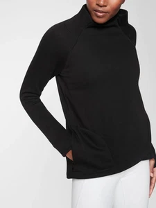 Athleta Cozy Karma Asym Black Pullover Jacket Size Medium Fleece Lined - Picture 1 of 10