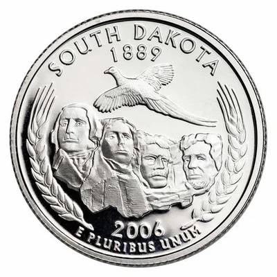 2006 S Silver Proof South Dakota State Quarter 90% Silver - Image 1 of 2
