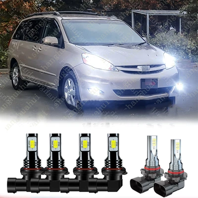 Para Toyota Sienna 2006-2010 6000K 6X Faro LED Alto y Bajo + Kit de Bombilla Antiniebla Foto 1 de 4