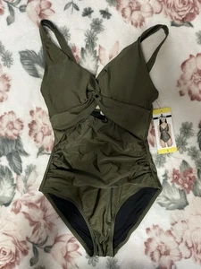 Nuevo con etiquetas Traje de baño para mujer talla pequeña de DKNY verde oliva - Imagen 1 de 4