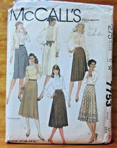 Falda McCalls 7753 Misses patrón costura talla 12 vintage - Imagen 1 de 4