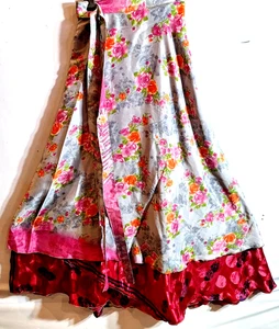 Incredible-art Vintage Silk Sari Magic Wrap Skirt Reversible Double Layer skirt, - Picture 1 of 6