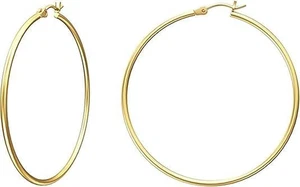 Massive 14K Gold Creolen für Damen, 2mm Röhre Gelbgold Ohrringe 14K Echt Go - Bild 1 von 12