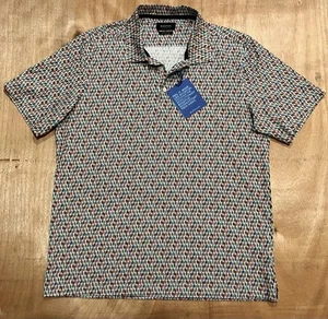 Bugatchi Ooohcotton Tech 8 Way Stretch, L Three Button Short Sleeve Polo Shirt - Picture 1 of 13