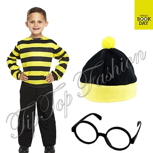 New Boys Black & Yellow Striped Jumper Top Odlaw Baddie Fancy Dress Book Week - Picture 1 of 1