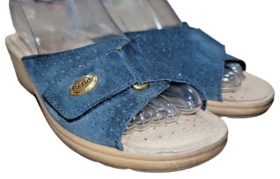 Fly Flot Silvia Mujer Azul Gamuza Cuero Cuña Zapatos Sandalias Talla 37 EU / 5.5 US Foto 1 de 4