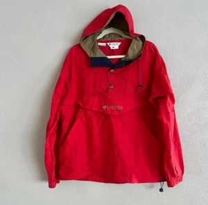 Vintage Columbia Herrenjacke Größe Medium Anorak rot Pullover Windbreaker Kapuze - Bild 1 von 7