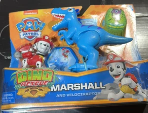Paw Patrol Dino RESCUE Marshall and Velociraptor Nickelodeon Toy Figure Set G - Picture 1 of 2